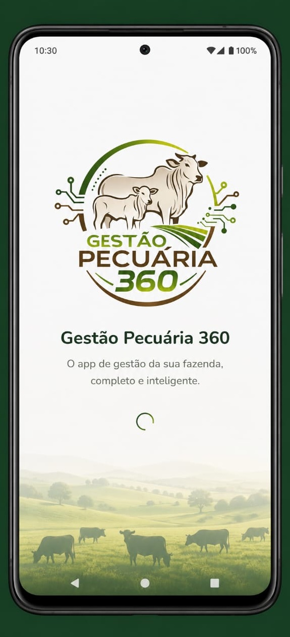 Tela de abertura do aplicativo Gestão Pecuária 360